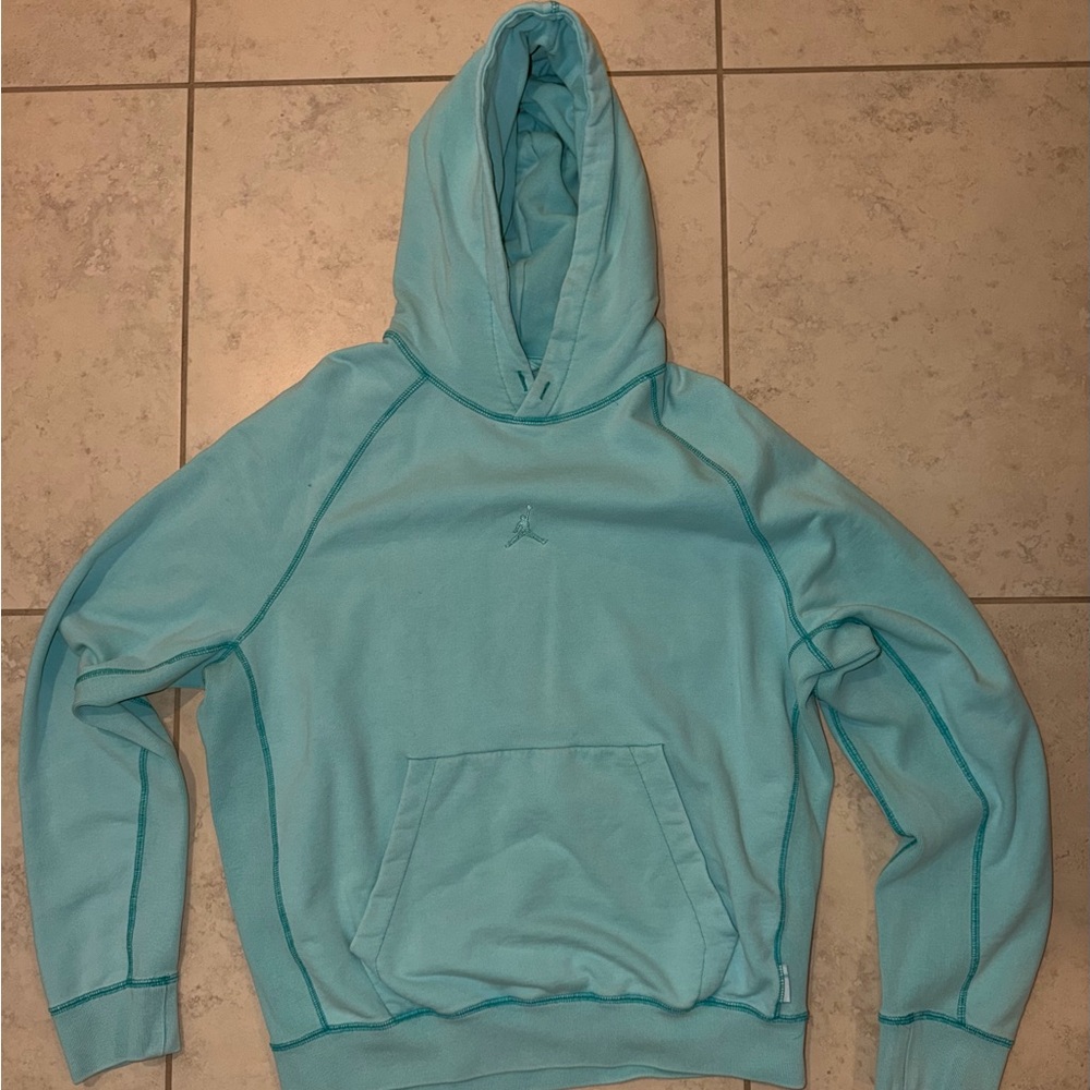 Jordan Brand Aqua Blue Hoodie Embroidered Jumpman Logo - Size Large